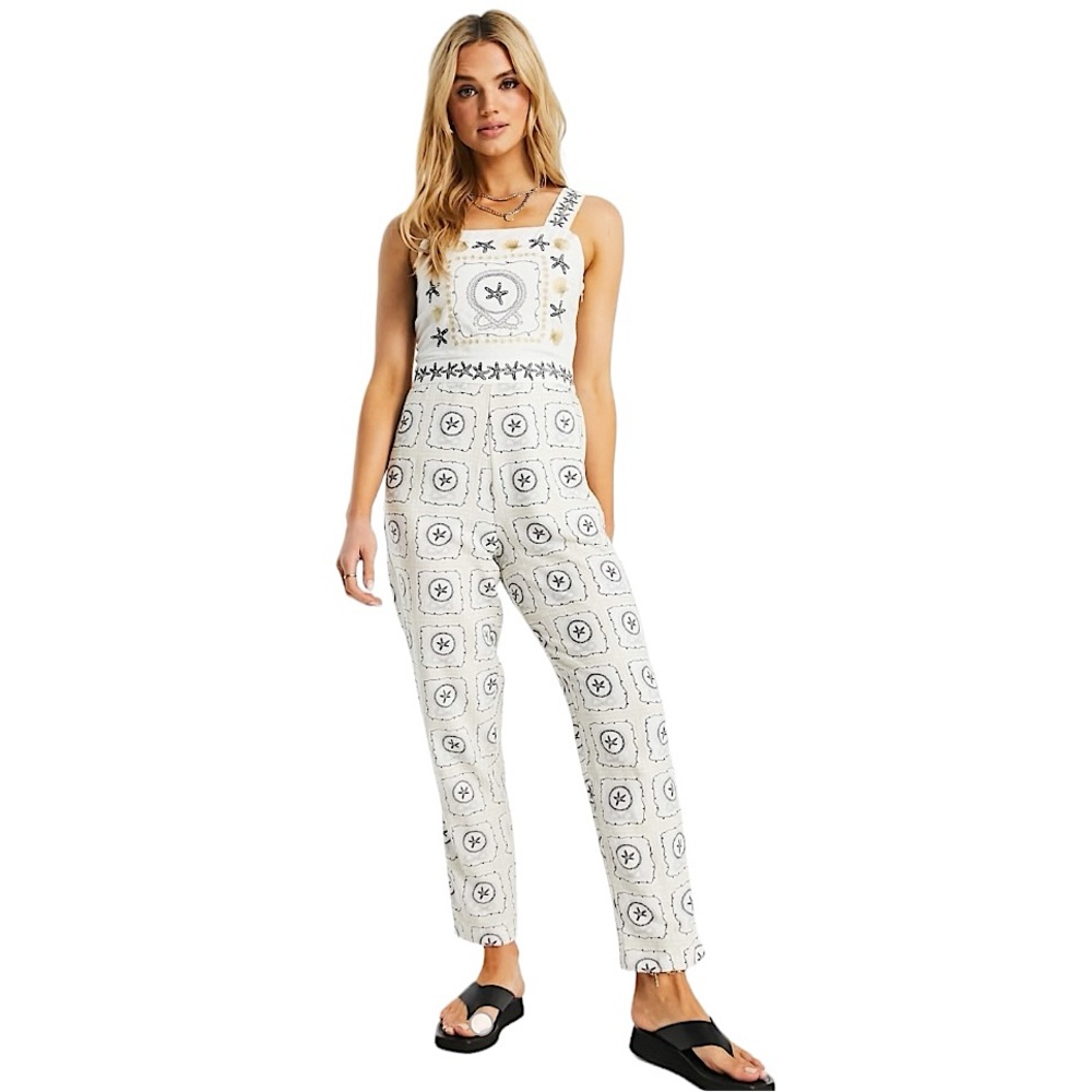ASOS Never Fully Dressed Star Fish Print Embroidered Jumpsuit size 4 NWT